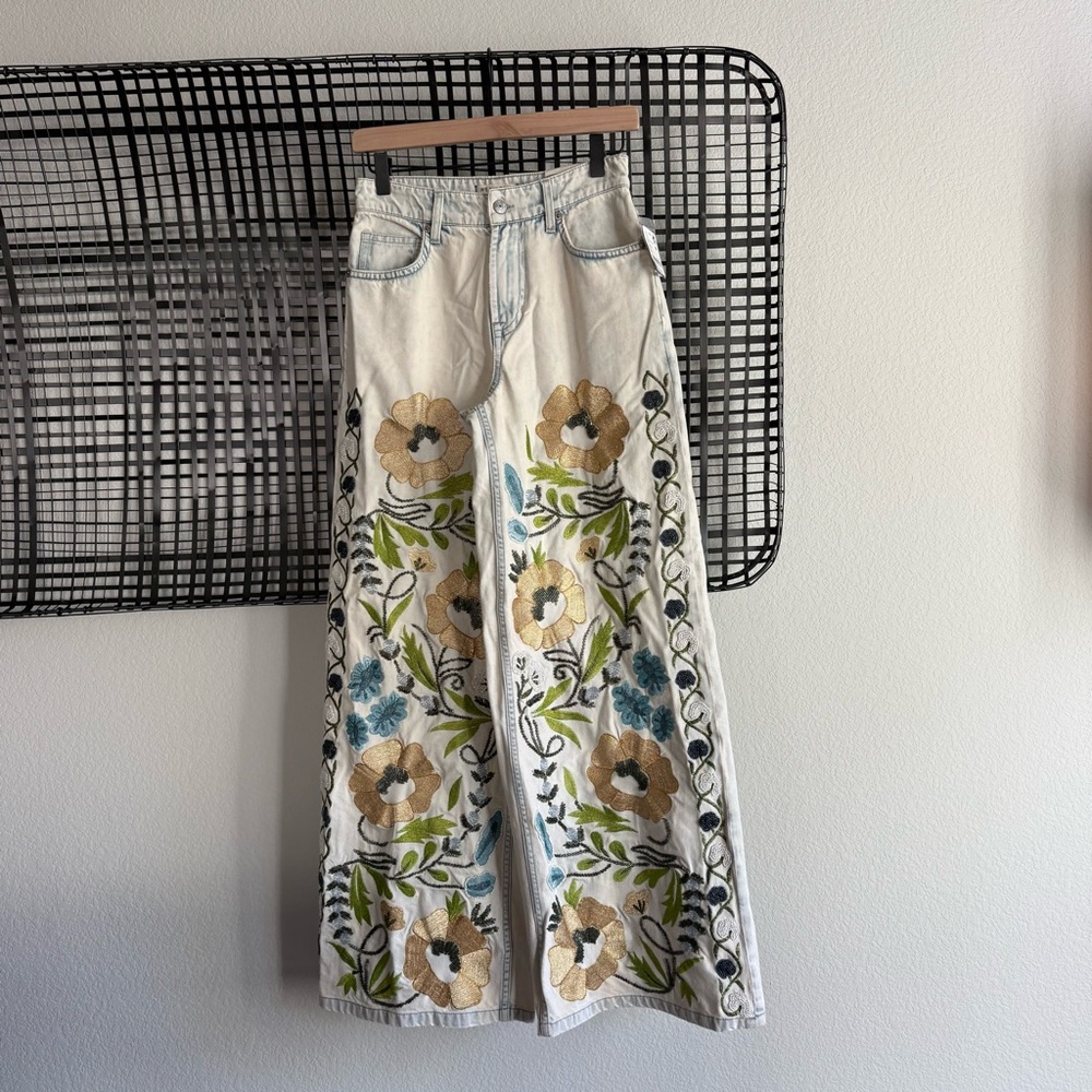 Free people We The Free Mi Amore Wide-Leg Jeans vintage floral tapestry - Picture 2 of 12